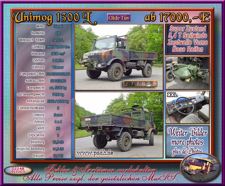 Bundeswehrfahrzeug Unimog 435L Winde